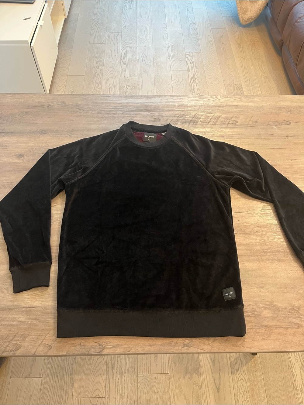 Jack & Jones Black Velour Crewneck Sweater